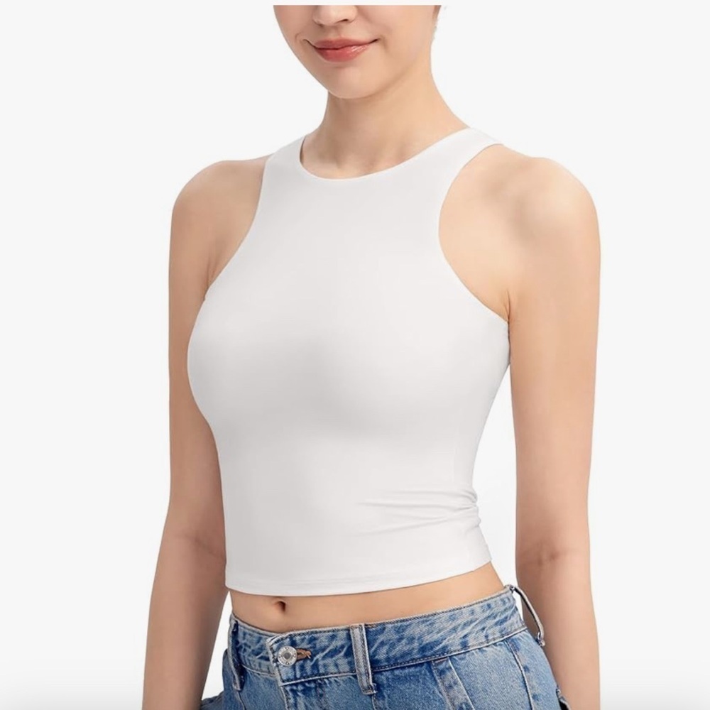 Pumey White High Neck Top
